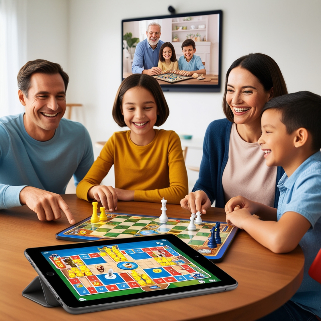 Leonardo_Phoenix_09_A_family_of_four_sits_at_a_table_smiling_a_2