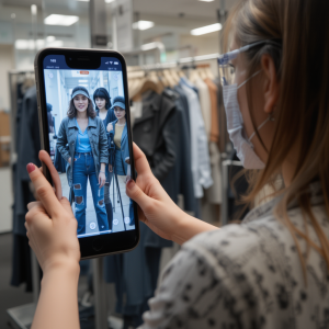 Взрослые используют фильтры дополненной реальности, чтобы примерить новую одежду