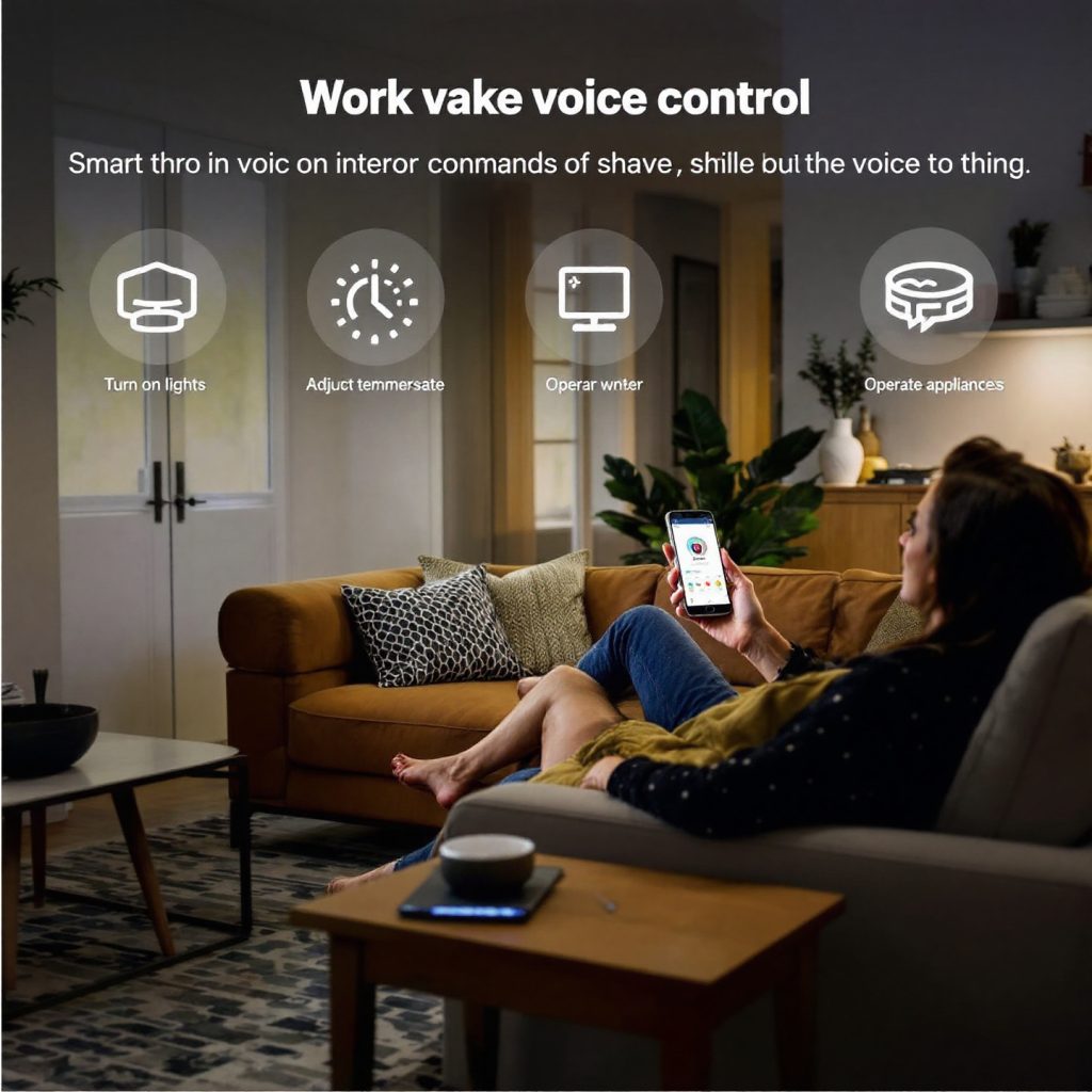 Умный дом с голосовым управлением освещением, температурой и бытовой техникой Умный дом с голосовым управлением освещением, температурой и бытовой техникой